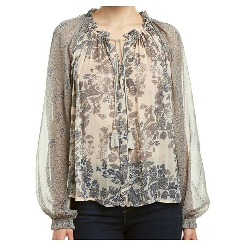 Free People Hendrix Delicate Sheer Peasant Blouse